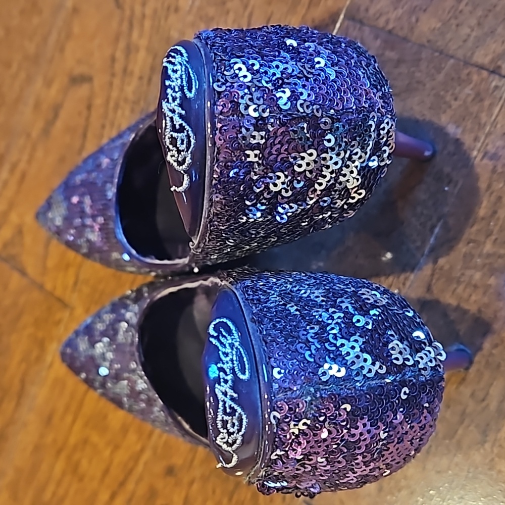 Ed Hardy Purple Silver Sequin shoes size 7 - Picture 4 of 10